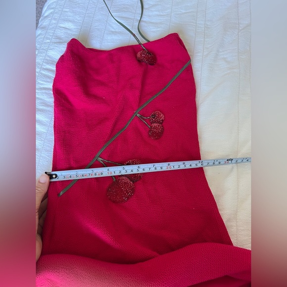 Leslie Amon Tube Mini Dress in Burgundy. - Picture 6 of 16